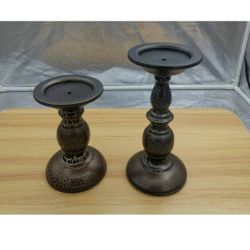 Otikkis Iron Metal Pillar Candle Holder Set of 2, Decorative Candle Stand for Wedding/Party/Home/Spa/Reiki/ Votive, Extra-Sturdy & Fire-Proof and Uniq