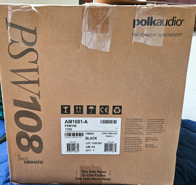 Polk 10in Subwoofer (Model PSW 108)