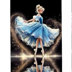Walt Disney’s Princess Cinderella Dancing Ballerina Diamond Art Painting Kit for Adults, 12x16” Full Drill Dots/Gems/Diamonds, DIY Arts & Crafts *NEW*