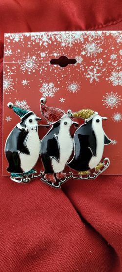 Christmas Ice Skating Penguin Pendant, Christmas pin More Than 50% OFF