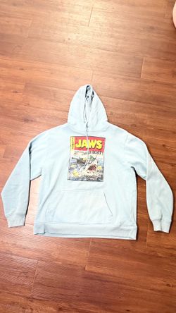 Jaws Comic Cover Hoodie XL Y2K Horrorcore Movie Geek Streetwear Blue