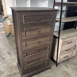 6 Drawer Tall Dresser, 52"H Chest of Drawers, Wooden Storage Cabinet