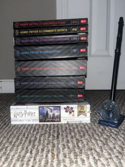 Harry Potter Collection Lot (Books + Wand + Puzzle)