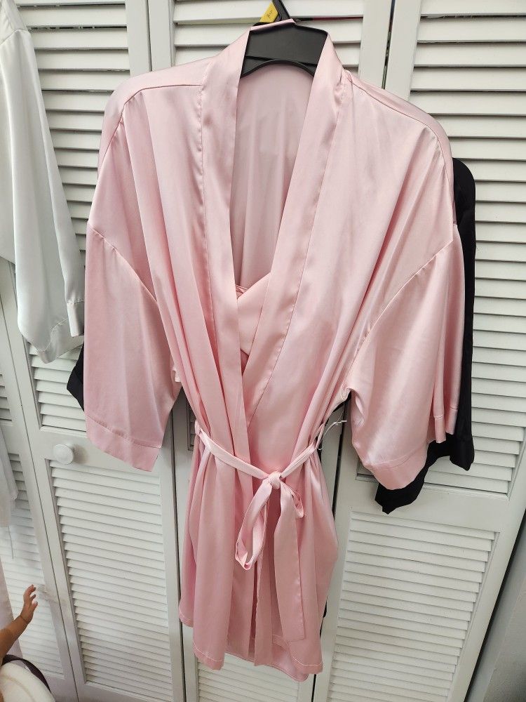 Pink Silk Pj Set With Robe
