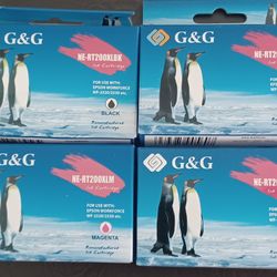 G&G Ink Cartridge Lot Of 4  NE-RT200XLC~BLK, Magen, CAYAN, YLW- Epson Workforce 