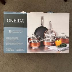 NEW Oneida 10-Piece Stainless Steel Cookware Set - Copper Metallic Finish (Model 35032)