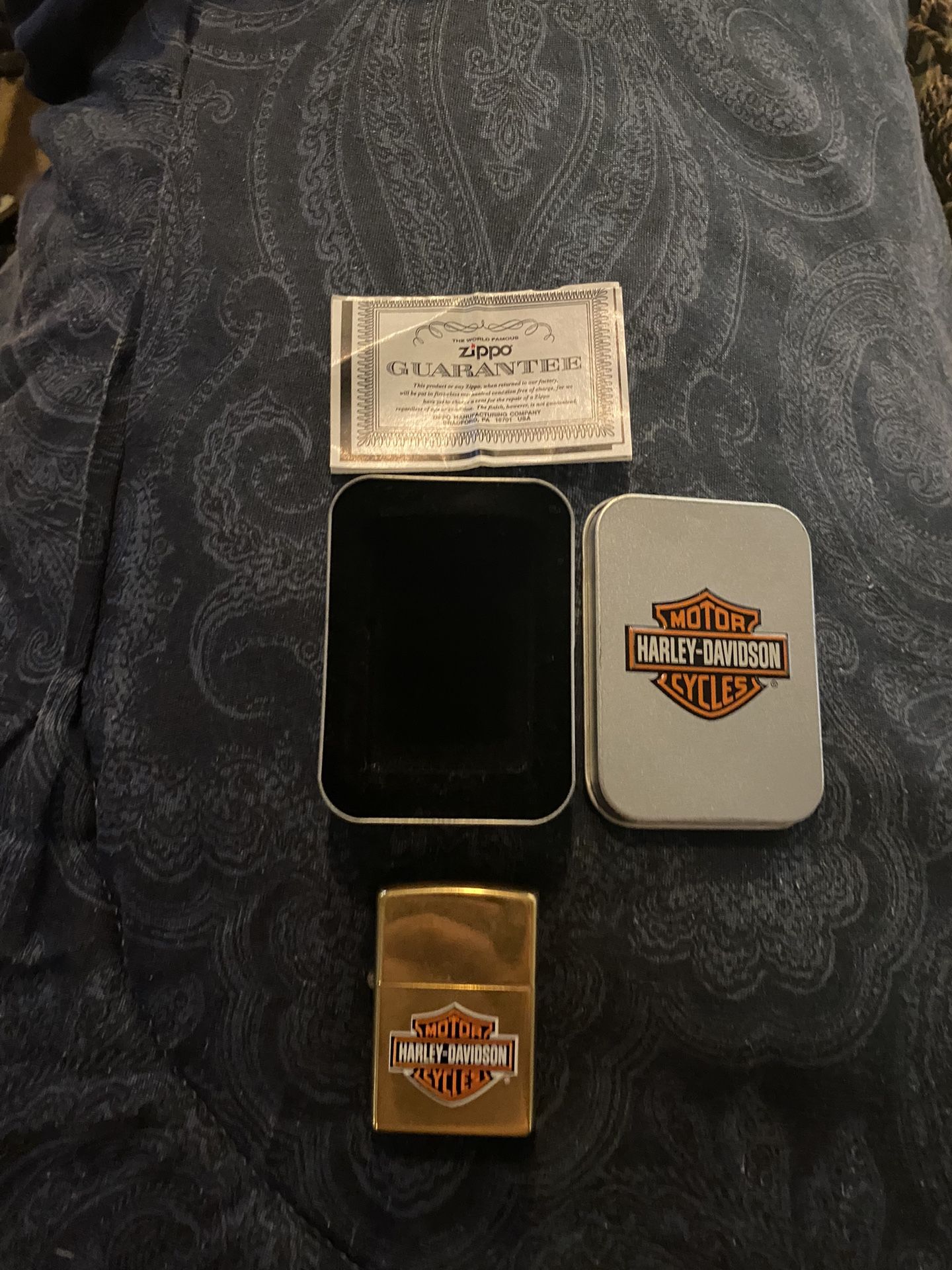 Like New 1990s Harley Davidson Brass Zippo Lighter