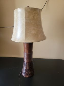 Rustic Table Lamp with Fiberglass Shade