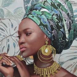 Green & blue patterned head wrap