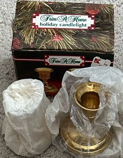 Trim A Home Holiday Brass Candleholder with Candle 2boxes