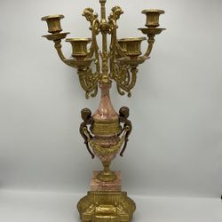 French Louis XVI Style Vintage Marble Candelabra