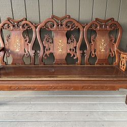 Antique Chinese Carved Wooden Bench