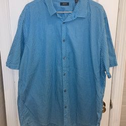 NWOT Alfani reg fit blue short sleeve casual button down XXL