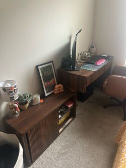 Walnut Finish Desk and Sideboard Set