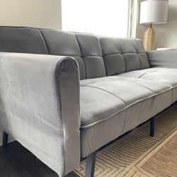 85 Inch Gray Sofa Convertible Futon 