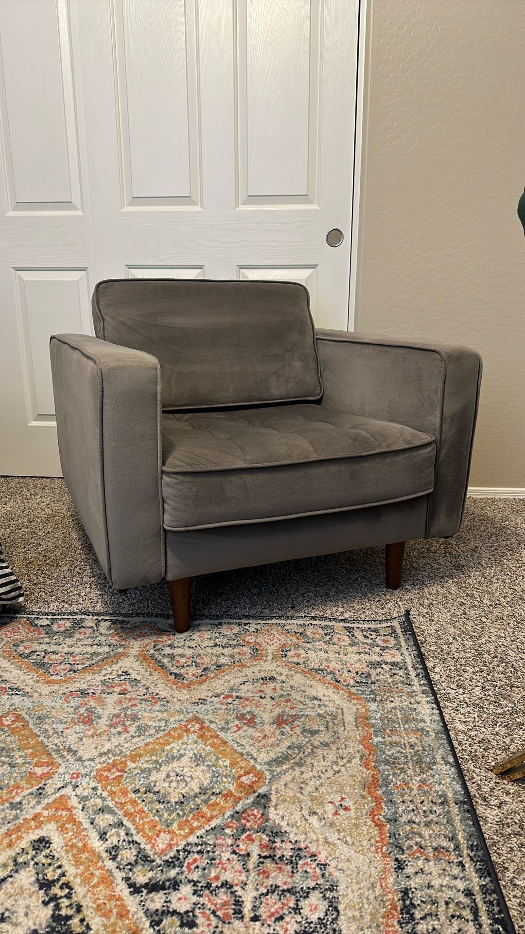 MCM Velvet Aiden Lounge Chair By Rivet