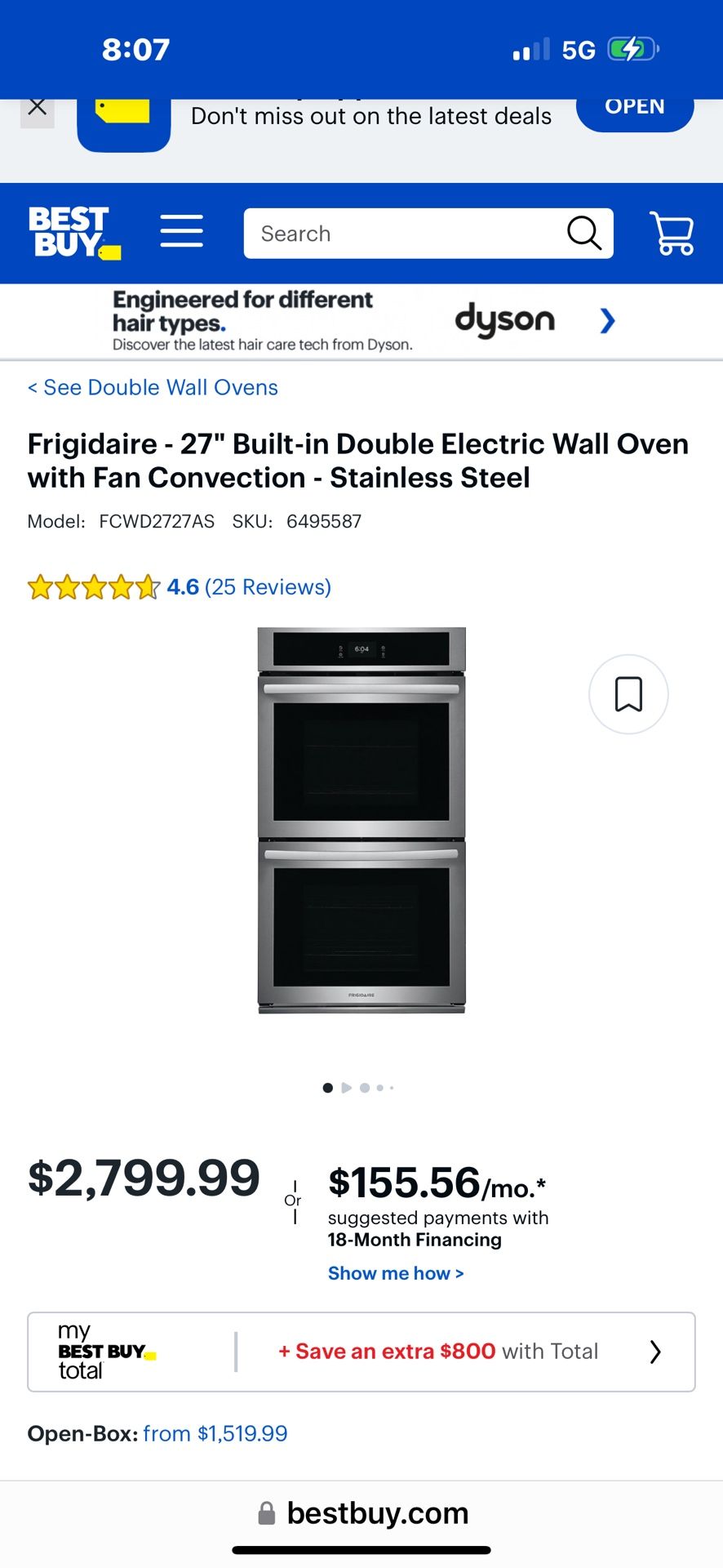 NEW IN BOX FRIGIDARE ❤️❤️ 27” ❤️❤️ ELECTRIC CONVECTION STAINLESS STEEL DOUBLE OVEN WITH FACTORY WARRANTY 4/2/24
