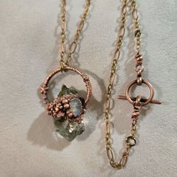 Handmade! Genuine Healing Crystal!! Real Copper!!  Birthday Gift For Women Or Men, Handmade Copper Crystal Stone Healing Goodluck Charm 