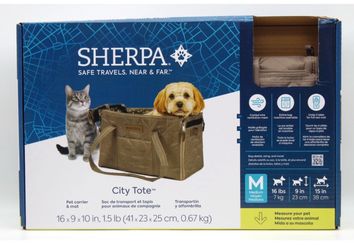 Sherpa City Tote Medium Pet Carrier & Mat Brown Dog Cat 16" x 9" x 10" NEW