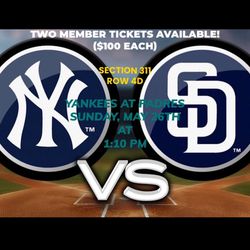 Padres vs. Yankees • Sun, May 26 at 1:10 pm
