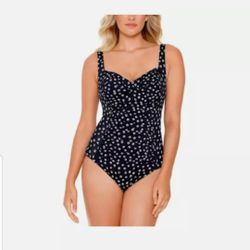 Swim Solutions $99 Galactica Corset-Back One Piece Black Swimsuit Size 8