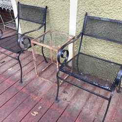 Metal Table w/ Glass Tabletop