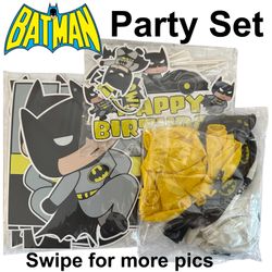 Batman Birthday Party Decorations Set Banner Balloons Cake & Cupcake Toppers