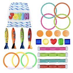 Diving Pool Toys with Bonus Storage Bag, 24 Pcs