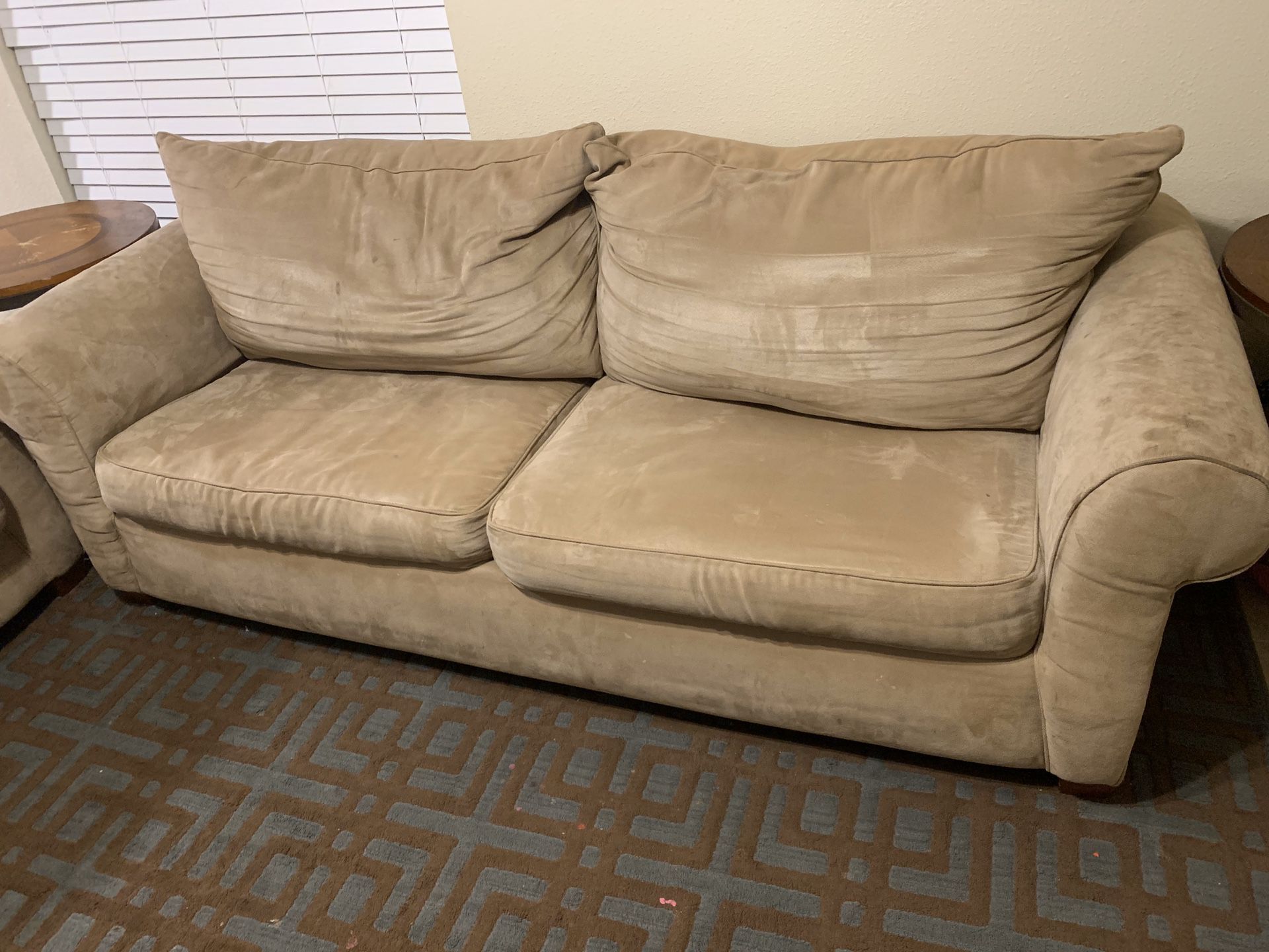 Free Beige Couch and Loveseat Set with Pullout Bed