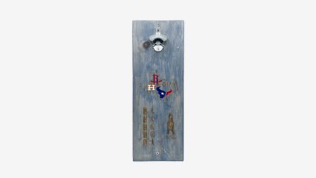 Houston Sports Wall Bottle Opener | Handmade Texas Man Cave Decor