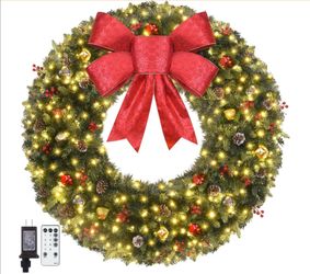 48-inch Extra Large Pre-Lit Christmas Wreath