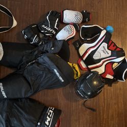 Bauer And CCM Hockey Gear Mix With Warrior Duffle Bag