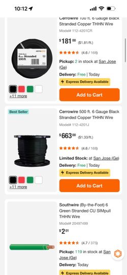 Wire 6 500ft. Wire 8 500ft.