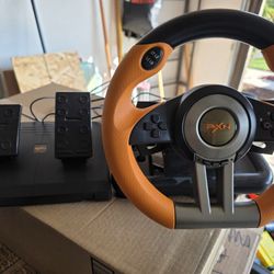 PC Racing Wheel, USB Car Race Sim Game PC Steering Wheel with Pedals for Windows PC/PS3/PS4/Nintendo Switch/Xbox One/Xbox Series X/S