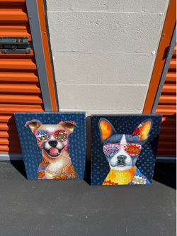 Pop Art Dog Canvas Wall Art Set of 2