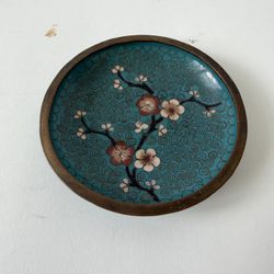 Antique Chinese Enamel Cherry Blossom Trinket Dish