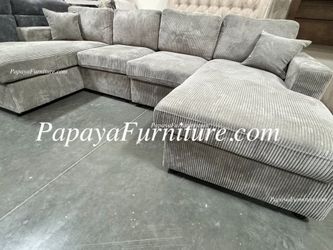NEW Sectional with TWIN Lounger Set TWO CHAISE Lounge Seccional Double Ashley Style Light Grey Fabric Large SALE SOFA Couch  Small Living Room Space