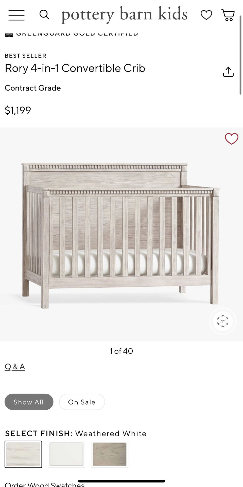 Pottery Barn Rory 4 In1 convertible Crib 