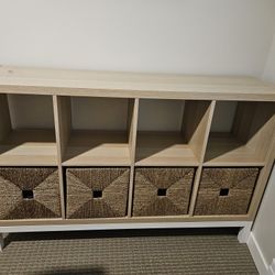 Ikea shelving unit with underframe and 4 basket  