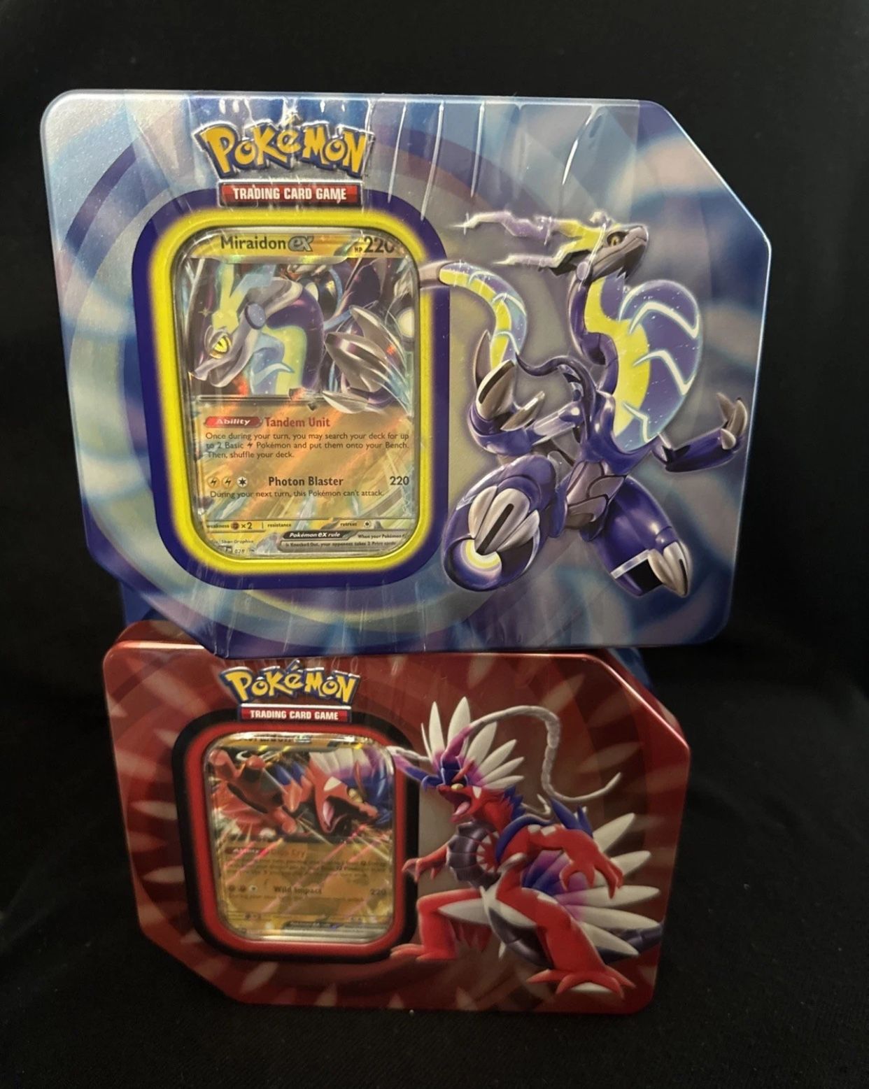 Pokemon TCG Paldea Legends Tin Miraidon & Koraidon Bundle New Sealed / 10 Packs