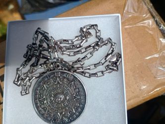 TRADE - VTG Sterling Silver Mayan Calendar Medallion w/Necklace