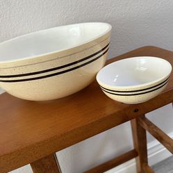 Set of 2 Vintage Pyrex SPECKLED LINES 404/708 Brown Stripe Bowls Promotional Pyrex Mixing Bowl