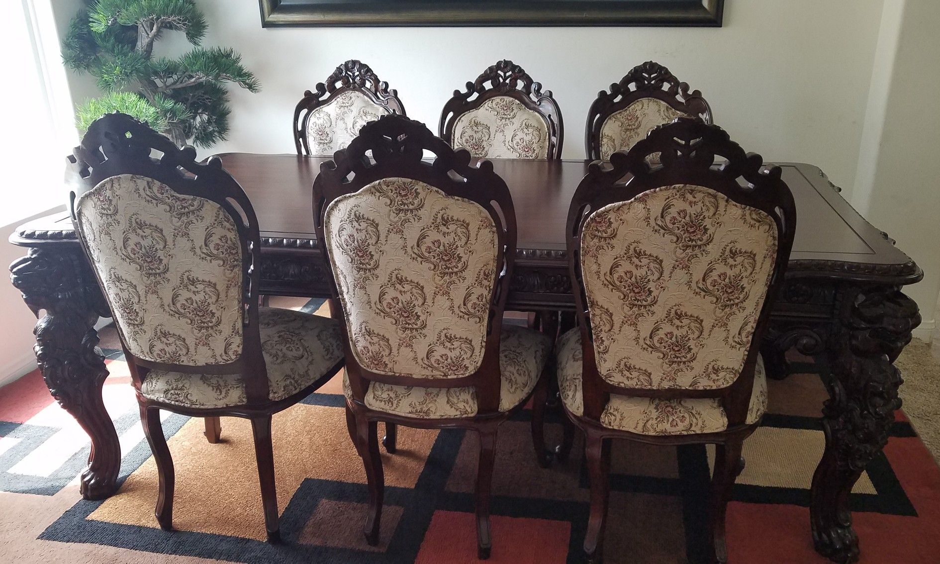 Hand crafted Dining table with 6 chairs
