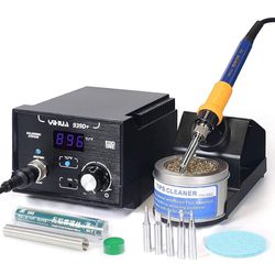 YIHUA 939D+ Digital Soldering Station, 75 Watt Equivalent with Temperature Control, °C/°F Display. ESD safe for Electronics. Aluminum Panel (Resists B