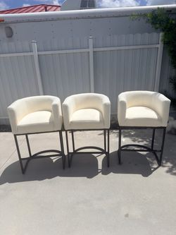 Set of 3 Upholstered Bar Stools