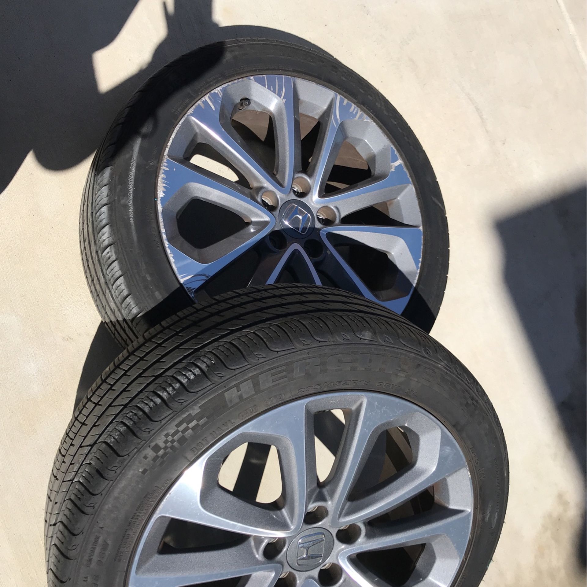 Two Honda accord tires and rims Size 18 tire and rims
