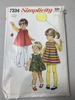 Vintage Simplicity 7334 Toddler Girl's Blouse & Jumper Pattern - Size 4