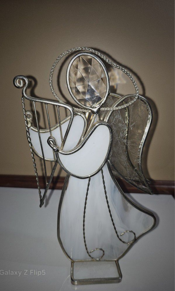 Vintage Stained Glass 3D Angel