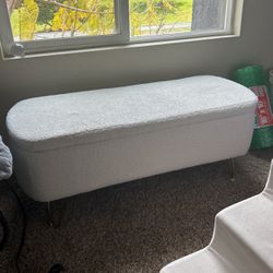 White Fuzzy Bench NEEDS TO GO THIS WEEKEND!!!