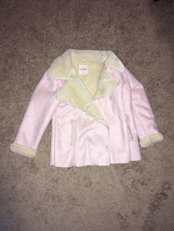 Cat and jack pink and creme fur coat size 4t